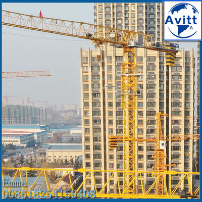 QTZ125 ফ্ল্যাট টপ টাওয়ার ক্রেন 60m বুম 10t ক্যাপাসিটি